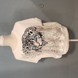 Vintage 80's Retro leopard Print cat cropped sheer top Jungle Art To Wear